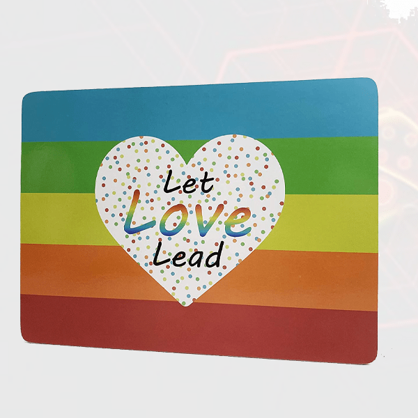 Let Love Lead Rainbow Premium Cork-Backed Wooden Large Placemats (Set of 4 – Size: 30 x 22.8cm)